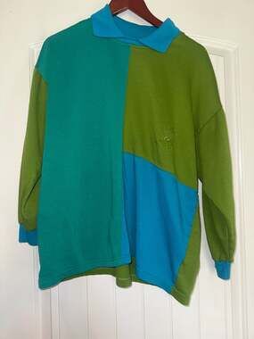 Melbourne Elements Vintage Colorblock Collared Sweatshirt Size M